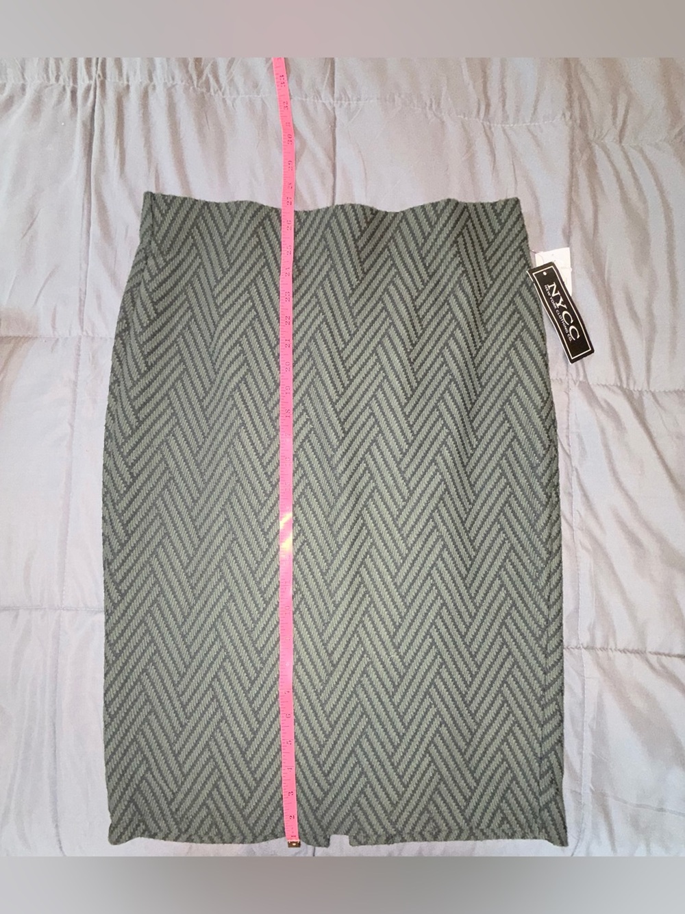 NYCC Olive Green Herringbone Pencil Midi Skirt NWT Size M - Picture 5 of 6